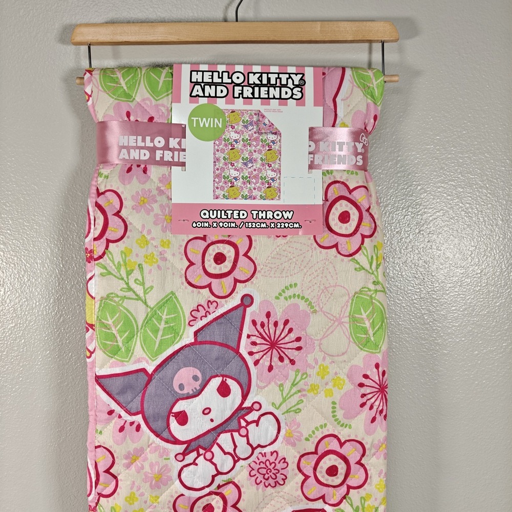 Hello Kitty & Friends My Melody Kuromi Twin Quilted Throw 60x90 Floral NEW